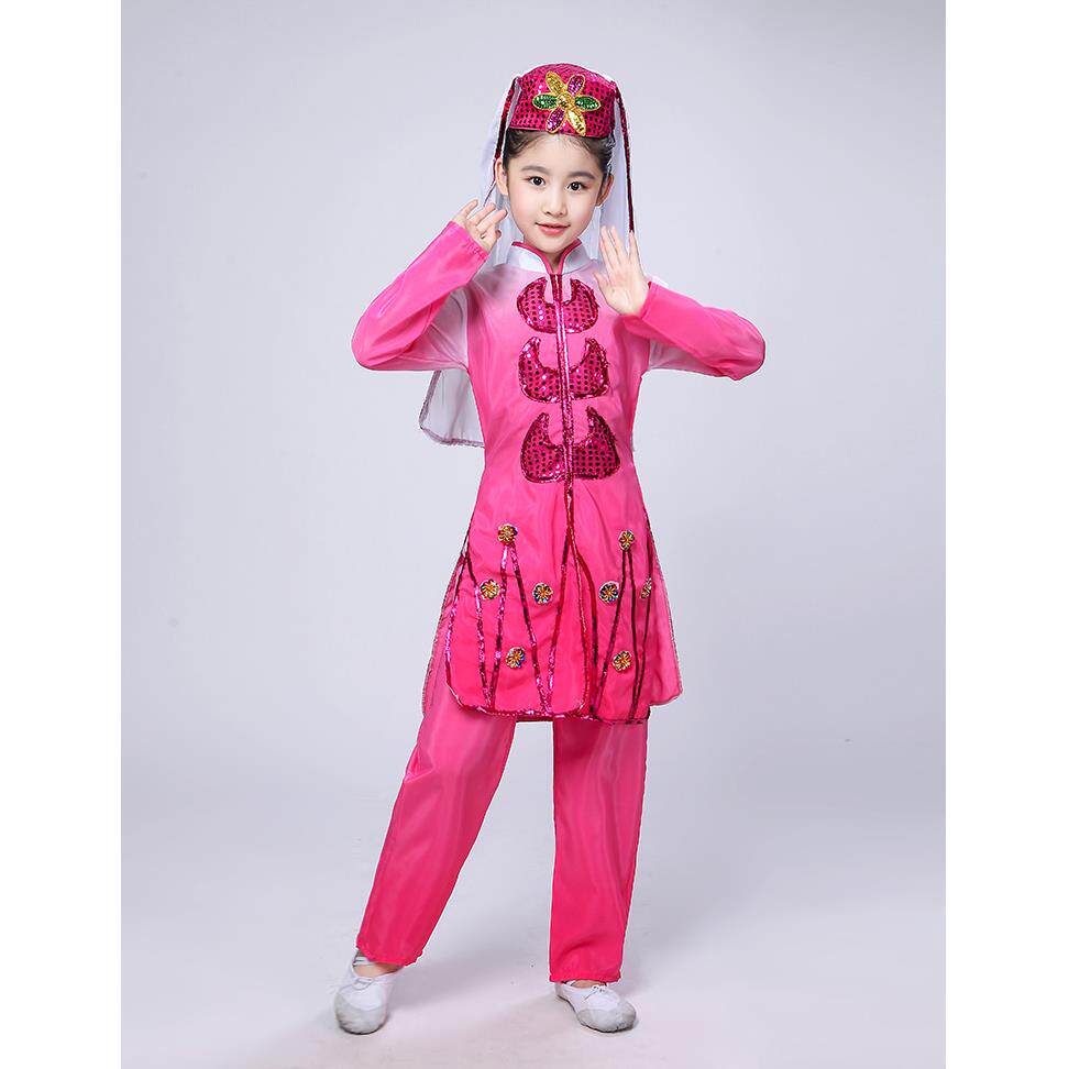 高档回族舞蹈服装少数民族演出新款疆维服吾族尔套装女童新小学生