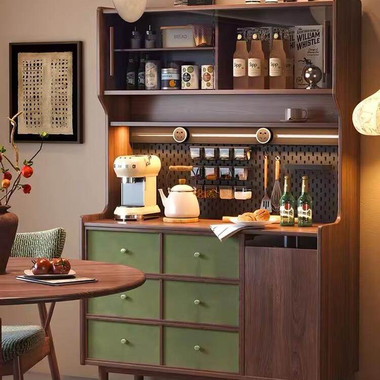 覆古实木餐边柜饭厅一体靠墙柜收纳柜客厅茶水柜中古风酒柜收纳柜,住宅家具,餐边柜,淘宝优惠券,粉丝福利购,淘宝优惠卷