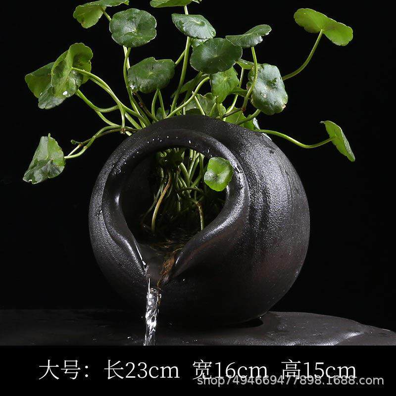 简约循环桌面办公喷泉流水鱼缸摆件陶瓷加湿器古法生态养鱼过滤氧