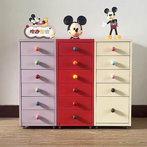 收纳柜分类夹缝抽屉式钢制斗柜铁艺床头柜子收纳柜桌下多层抽屉柜