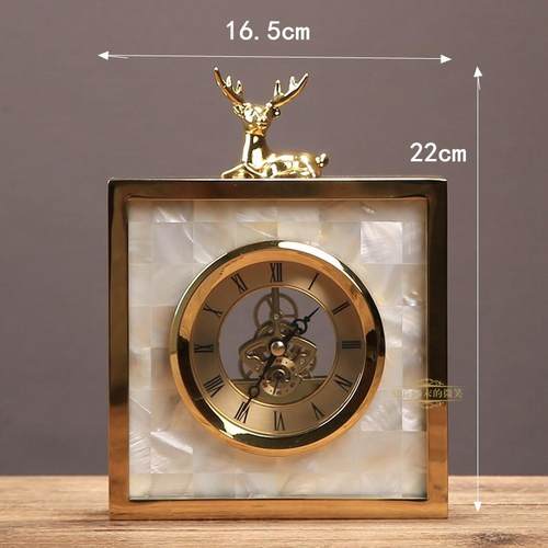 高档铜表时钟欧式客厅集创意时钟卧室桌桌面鹿钟面装饰金属纯表时