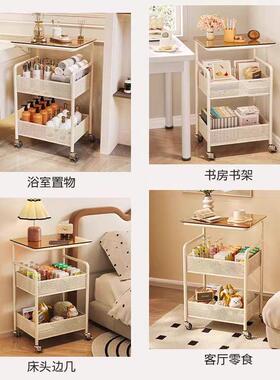 沙发边几小户可移动钢型玻茶几璃卧RAK室床头化柜多层收纳家用