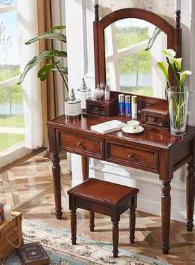 梳妆梳台卧室式简约化PBP妆台小型欧式木实化妆桌复古简易美迷你