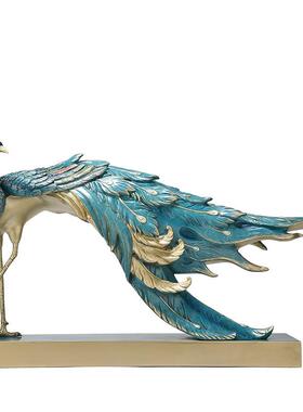 《百彩归》全黄铜孔雀来摆件开 屏新中客厅办公室玄关装0375饰式