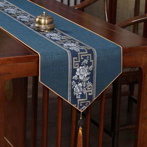 新中式桌旗禅意防水茶席茶台布艺轻奢茶几桌布茶垫布现代简约