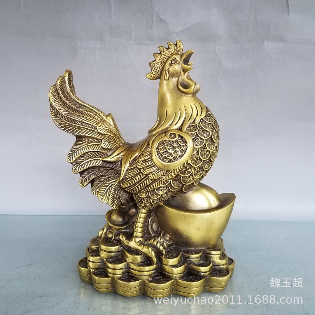 纯铜鸡摆件铜公鸡金钱鸡元宝鸡客厅办公室家居装饰品工艺品铜摆设