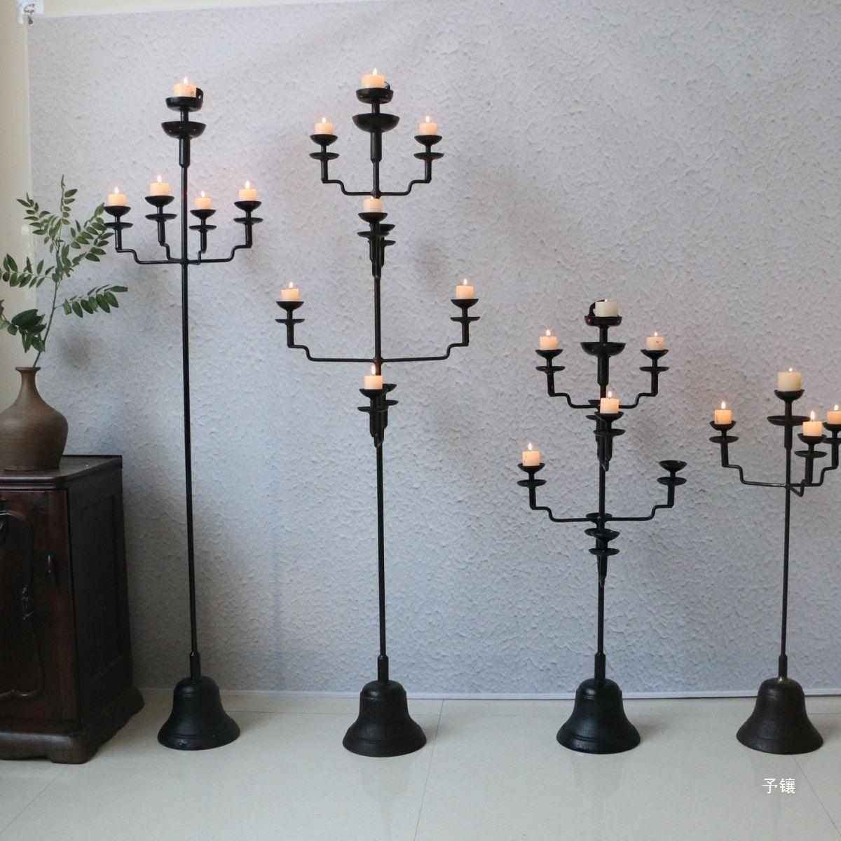 复古油灯摆件仿古长杆怀旧禅意茶室灯侘寂风落地灯烛台古风灯笼
