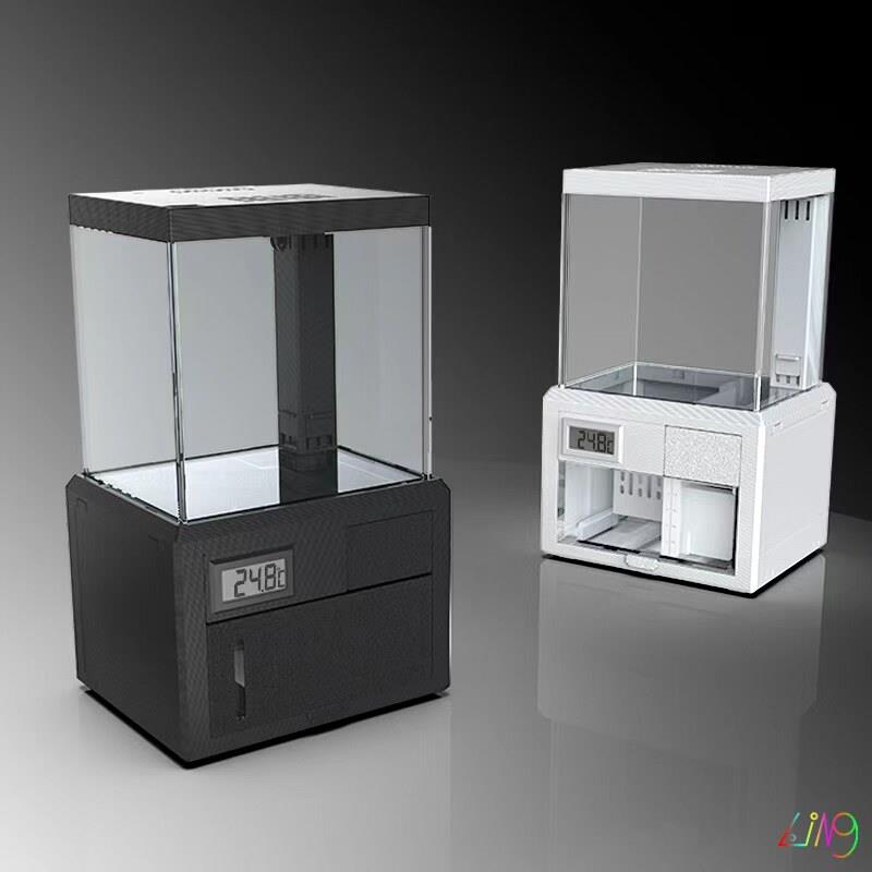 粼2代桌面微缸高颜值3d打印底滤鱼缸造景微缸超白玻璃斗鱼水草虾