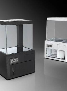 粼2代桌面微缸高颜值3d打印底滤鱼缸造景微缸超白玻璃斗鱼水草虾