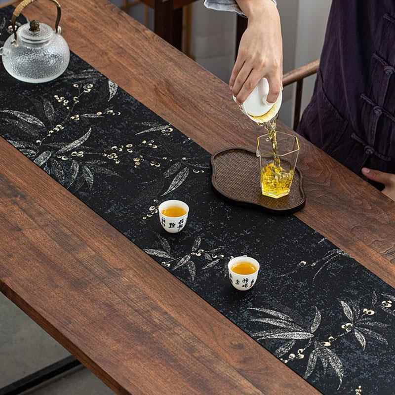 茶席新中式禅意桌旗功夫茶垫子客厅茶几桌布高级轻奢锦缎防水茶旗