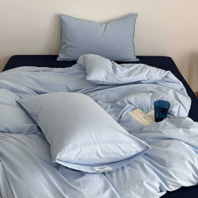 被套四色棉纸三件套床单四纯色主混感博搭件套ins件套简约全撞,床上用品,床品套件/四件套/多件套,淘宝优惠券,粉丝福利购,淘宝优惠卷