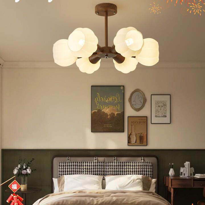 卧室吊灯温馨浪漫法式田园风中古网红创意花朵餐厅灯儿童房吸顶灯