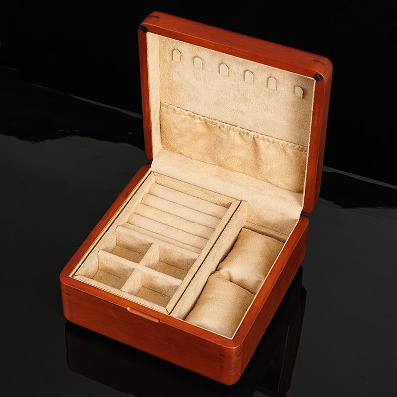 高档俪丽首饰纳收盒实木携耳饰手镯珠宝戒指便吊坠手表项链饰品盒