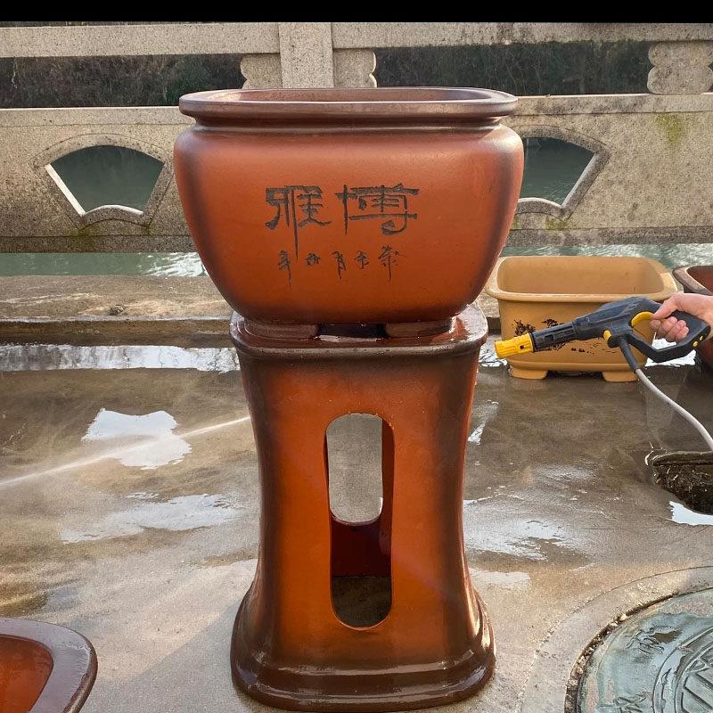 宜兴紫砂花盆特大号花架盆景盆四方花盆陶瓷花盆阳台室内植物花盆