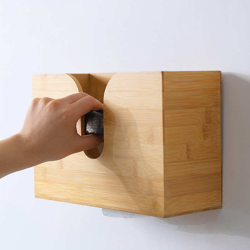 楠竹挂式纸巾盒 家用客厅卫生间壁挂抽纸盒 大容量纸巾收纳盒