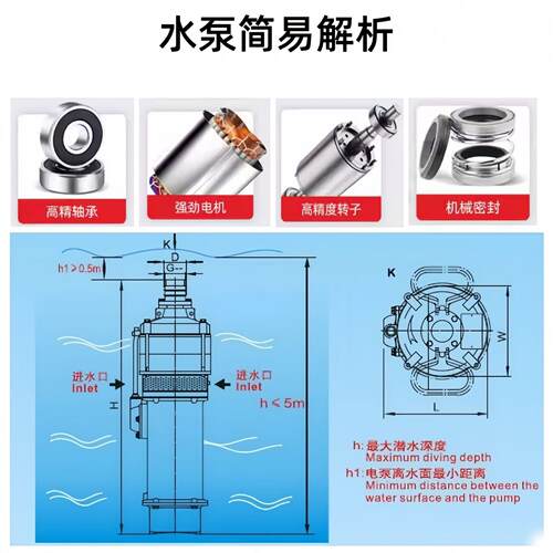 东凌广霄QD潜水泵业农灌泵园林喷洒提水泵抽溉RFU水泵泵全自动自