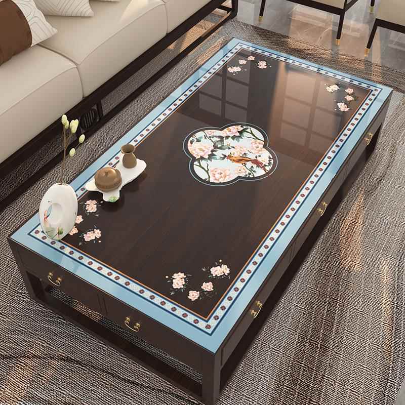 正品新中式茶几布免洗防水防餐垫桌高级感PVC透桌明软玻璃油桌面