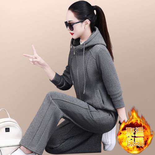 运气动套衣装女84353984秋冬新款时尚洋连帽卫妈加厚休闲跑步妈两