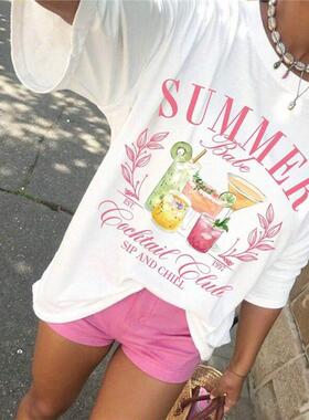 Women's Cotton Short-Sleeve Round-Crew Neck T-Shirt