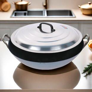 双耳铁锅传统老式 无涂层锅炒锅商用家用柴火灶瓦斯炉专用圆底锅