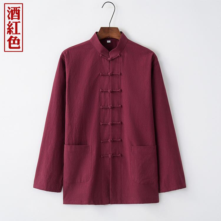 正品中国风唐装青年中袖式覆古盘扣春季长男套居士外服民族风