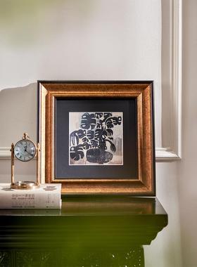 包豪斯风格飘窗梳妆台实木边框装饰摆画软装氛围布置高级感好物