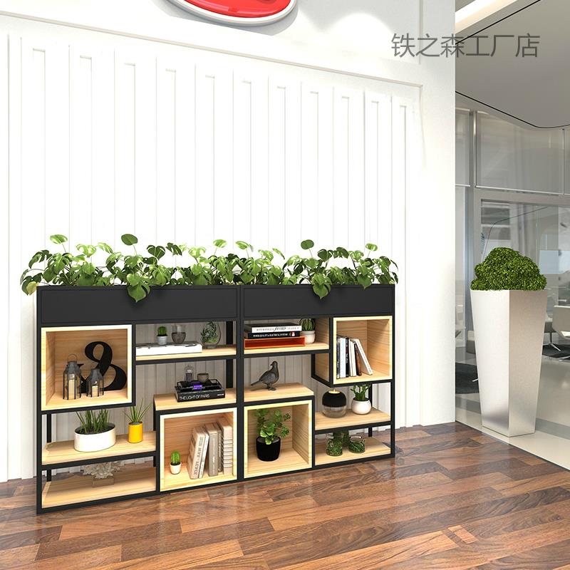 铁艺花架置物架客厅落地现代简约绿萝矮花架隔断屏风书架实木隔板
