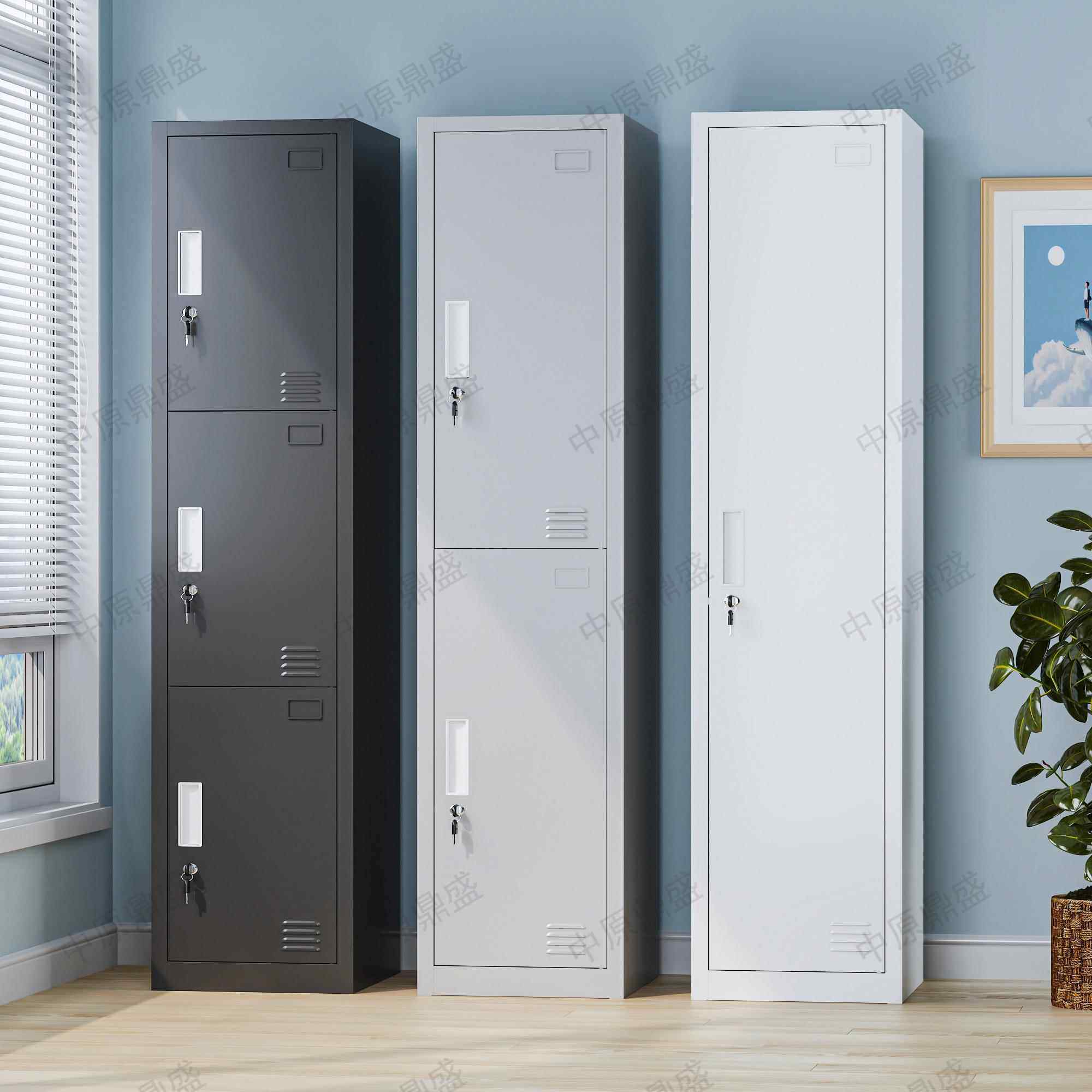 单门更衣柜铁皮柜宿舍柜员工储物柜钢制带锁更衣箱简易办公室衣柜