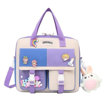 小学生尼龙学习袋初中手提拎书袋可单肩美术袋兴趣班可双肩文件袋