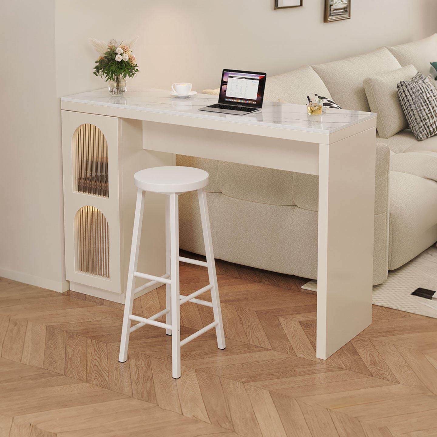 岩板吧台桌家用客厅沙发隔断柜一体阳台休闲高脚桌靠墙实木小吧台