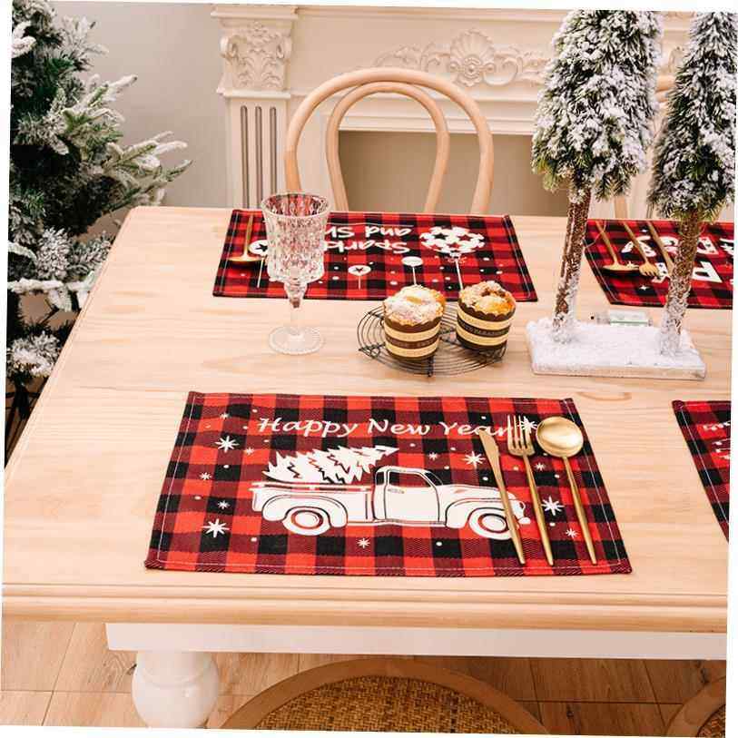 christmas decoration Red and black checked printed placemat