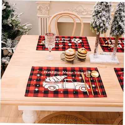 christmas decoration Red and black checked printed placemat