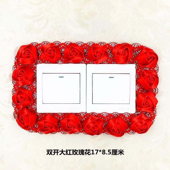 开关贴双开关三开布艺插座保护套防尘罩韩简约现代田园卧室客厅包