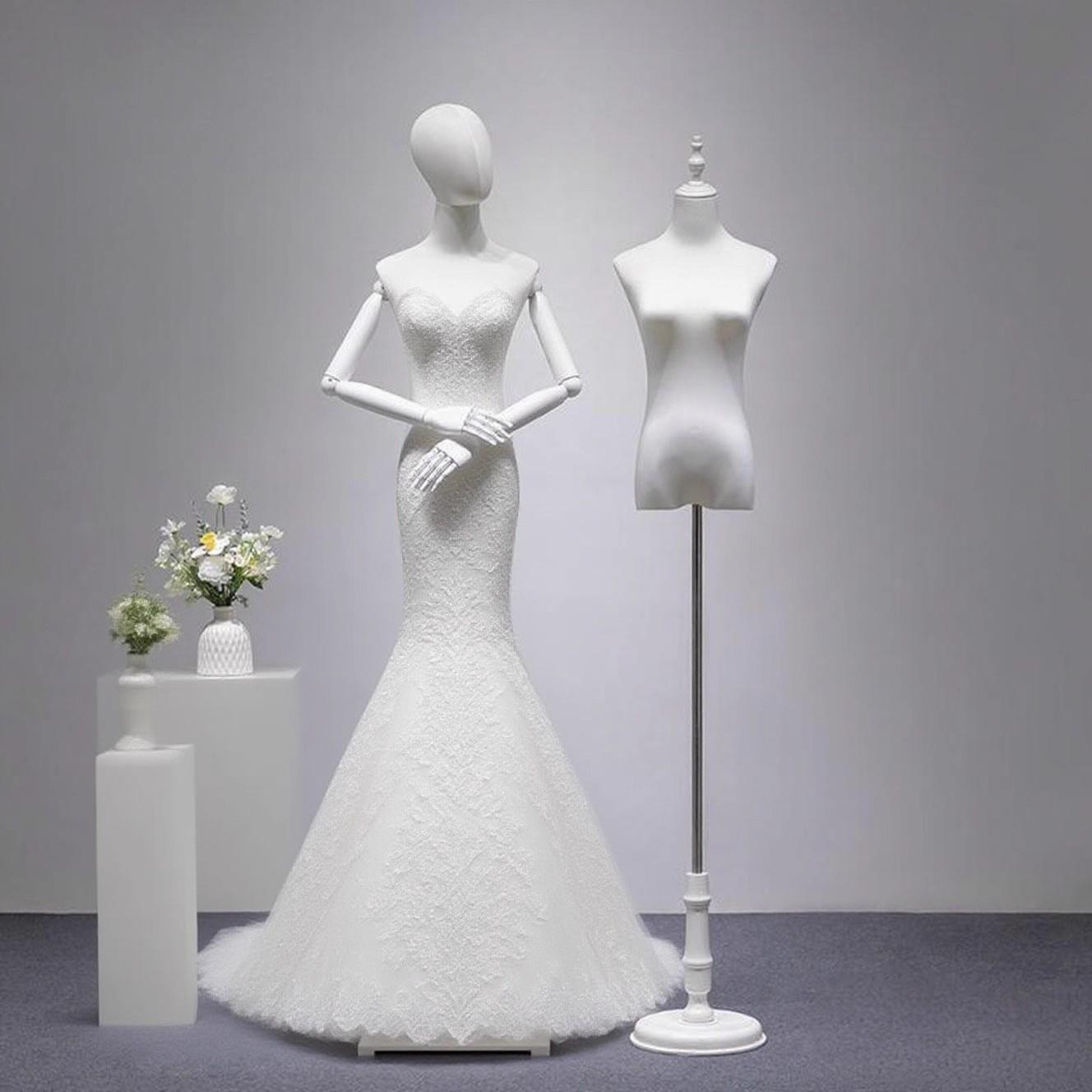 白色婚纱模特女半身人台服装店假人模特展示架橱窗陈列道具全身