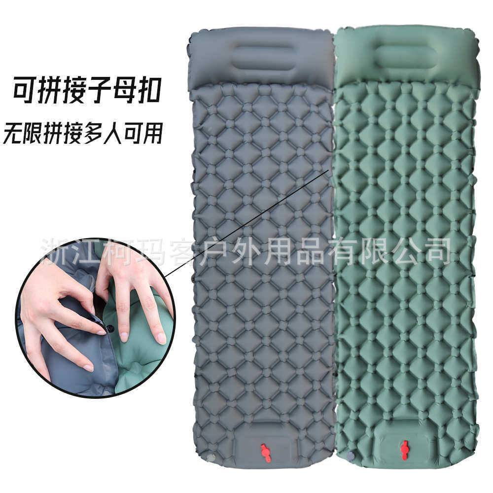 户外超轻按压充气垫TPU可拼接睡垫野营露营菱形气垫床帐篷防潮垫