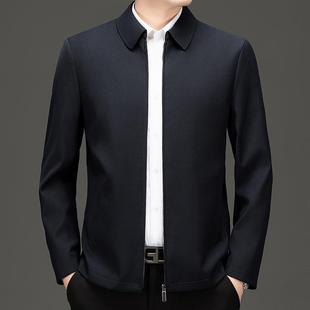 春秋新羊毛翻领商务茄士休闲夹克中年男外套职业款 通勤克11893