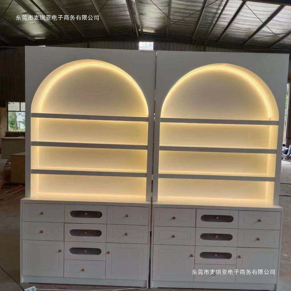 美甲美睫纹绣展示高柜靠墙内白送LED灯带任选支持纯白美甲柜化妆