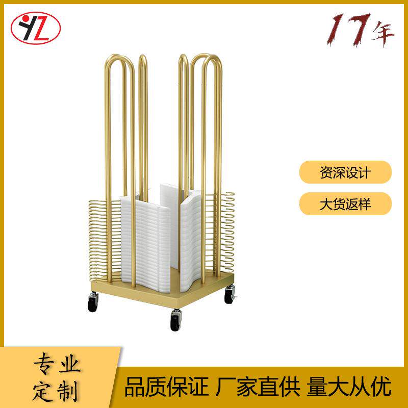 放衣架的架子服装店衣架收纳架双面四面落地式带滚轮商超货架