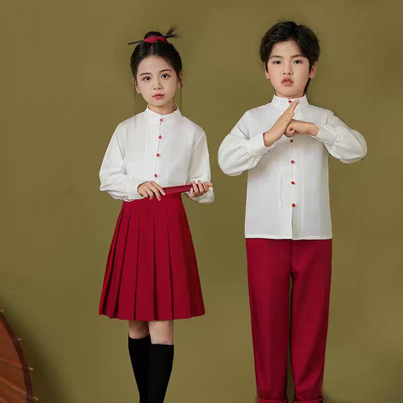 儿童红歌合唱服男女童口才演讲朗诵江姐红梅赞表演服装运动会服装