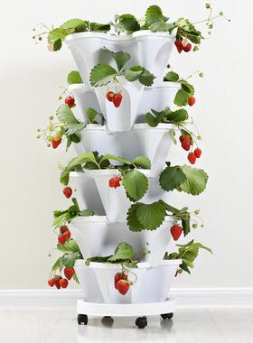全新PP立体三瓣花盆草莓盆多层叠加栽培盆蔬菜瓜果种植盆