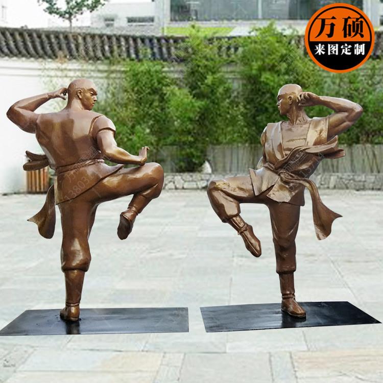 玻璃钢仿铜人物制作武术人物武僧雕塑街道人物雕塑摆件