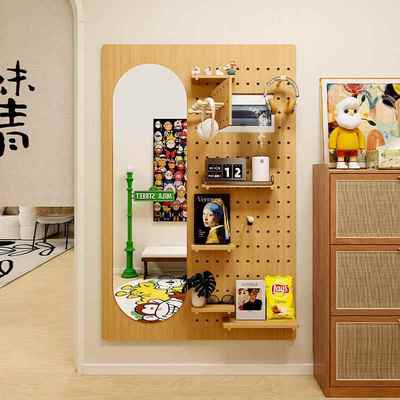 洞洞板遮挡电表箱穿衣镜入户玄关全身镜衣帽  架  一体壁挂式试衣镜子 床笠