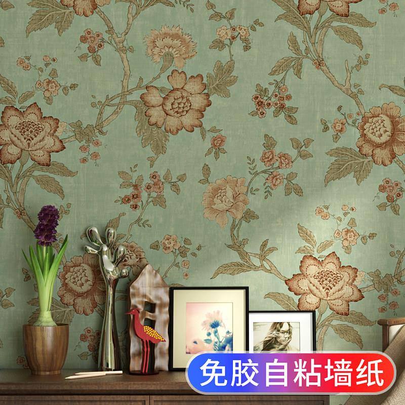 美式复古自粘墙纸自带背胶加厚墙贴纸家用卧室防水防潮自黏贴壁纸