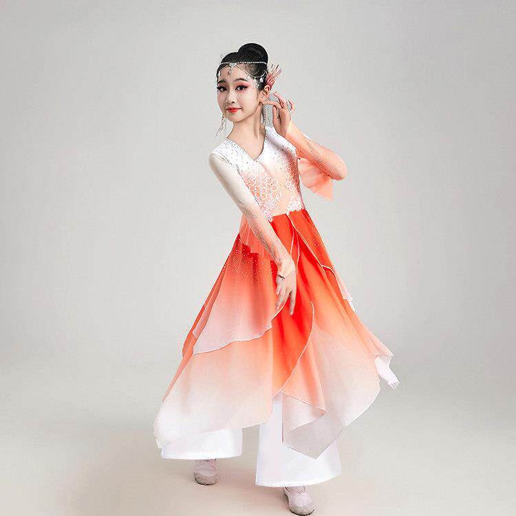 古典舞独舞灵鳞舞蹈服儿童新款胶州秧歌舞蹈表演服剧目艺考服扇舞
