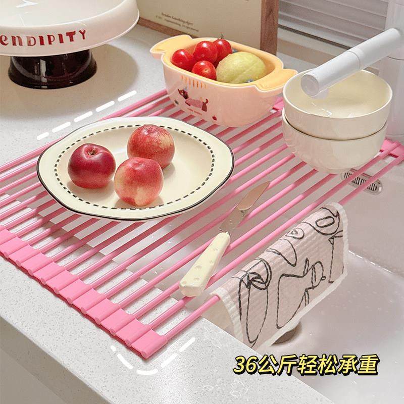 厨房水槽沥水架水池台面置物架可折叠硅胶洗碗池碗碟盘收纳沥水篮,厨房/烹饪用具,水槽置物架,淘宝优惠券,粉丝福利购,淘宝优惠卷