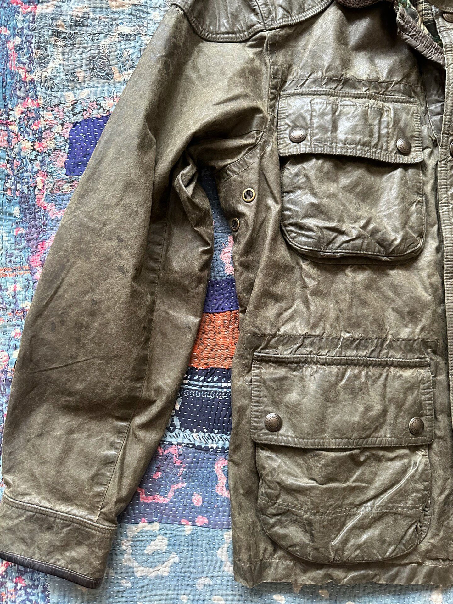 RRL Oiled Wax Motorcycle Jacket — detail