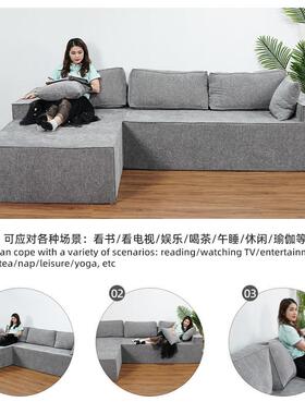 亚马逊压缩沙发客厅沙发全海绵组合贵妃大沙发 Compressed sofa