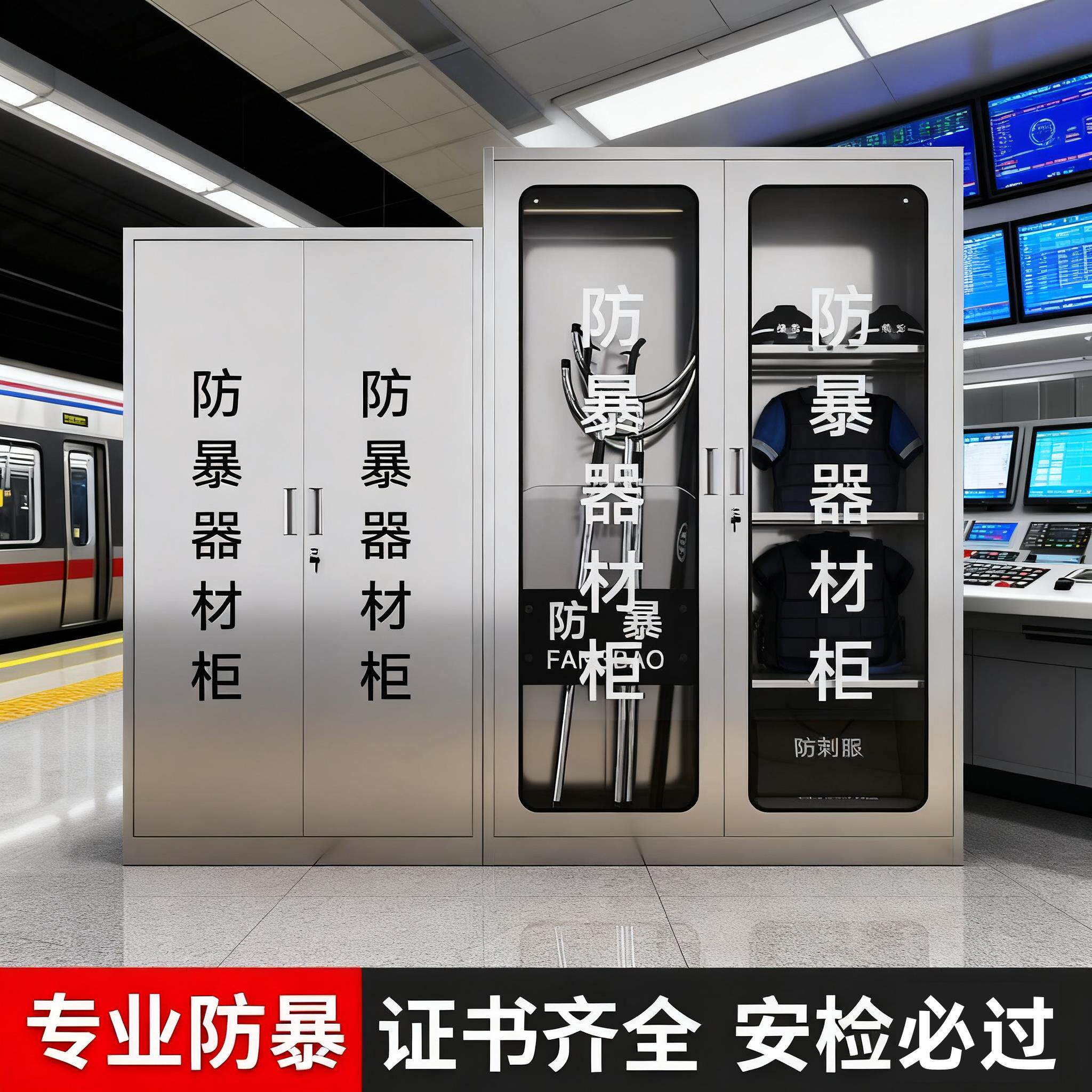 不锈钢防暴器材柜学校幼儿园安全器械柜消防应急物资柜防暴盾牌柜
