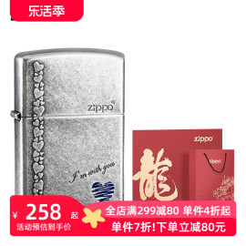 zippo海外古银蓝心防风煤油打火机zbt-1-8韩版原版在册