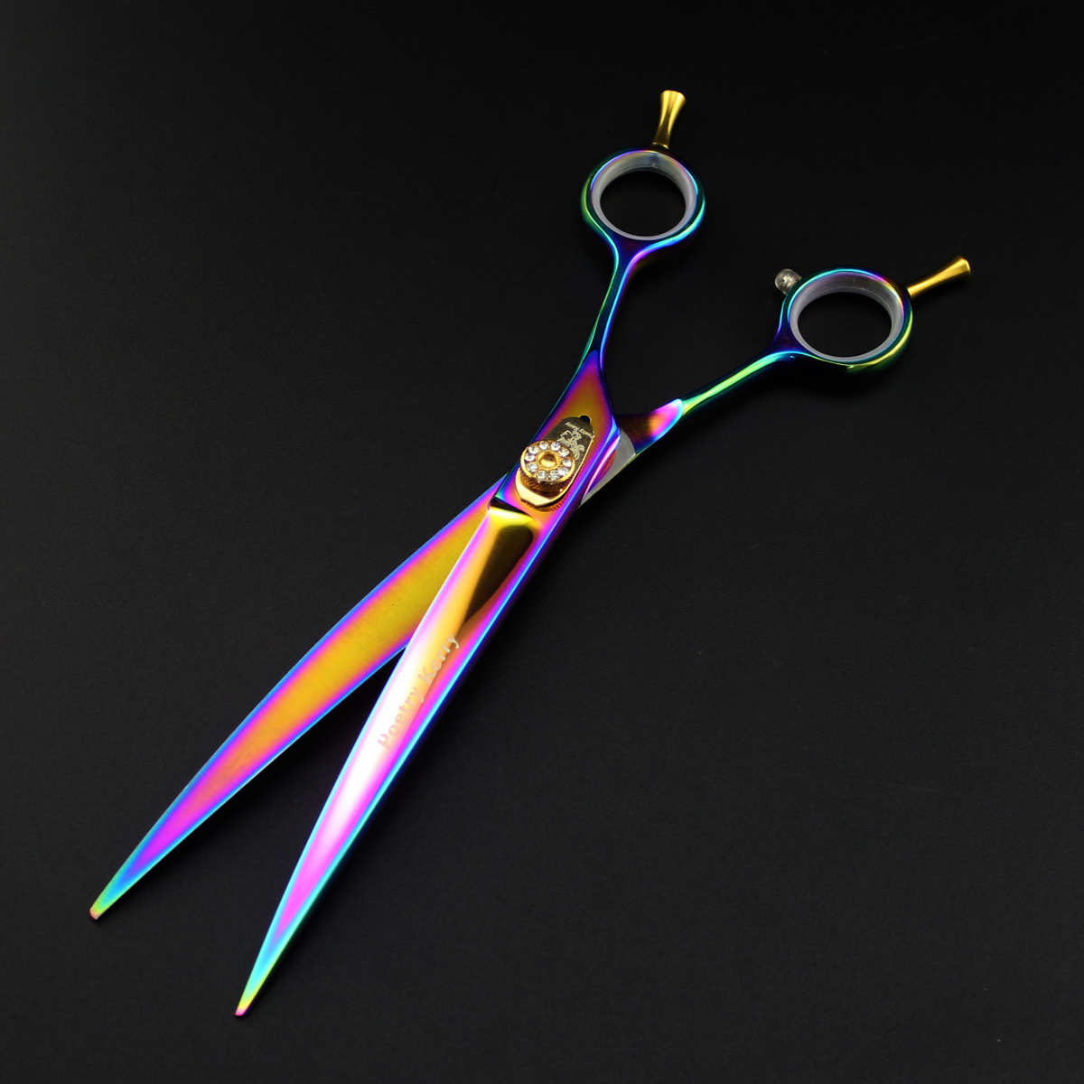 8.0寸PK彩色4把装 高档宠物美容剪刀 直剪鱼骨牙专业美容师专用